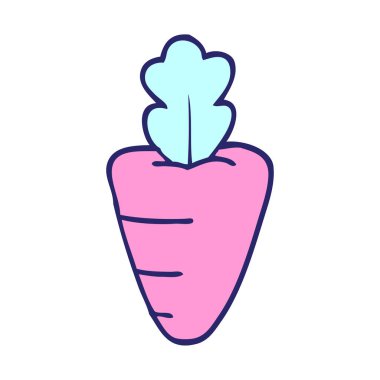 çizgi film karalaması parlak neon renkli sağlıklı havuç