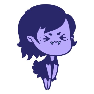 Parlak neon renkli kızgın vampir kız çizgi filmi.