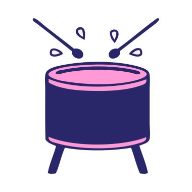 Parlak neon renkli bir davul karikatürü.