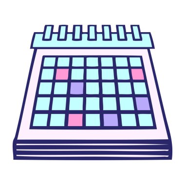 parlak neon renkli bir çalışma takviminin sevimli karikatürü