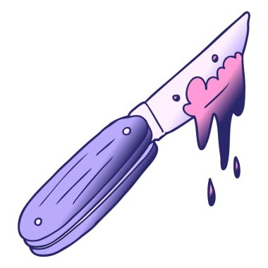 parlak neon renkli kanlı çizgi film bıçağı