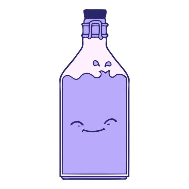 parlak neon renkli eski su şişesi çizgi filmi