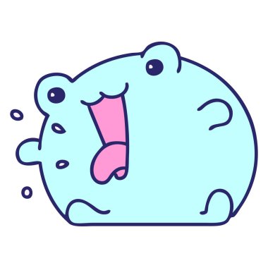 Parlak neon renkli komik bir kurbağa çizgi filmi.