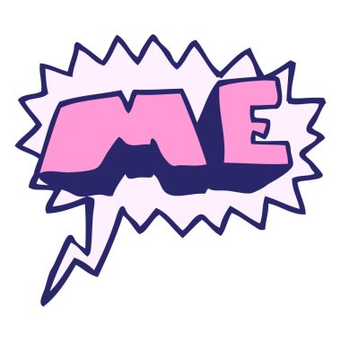 Serbest konuşma balonu çizilmiş parlak neon renkli ME sembolü