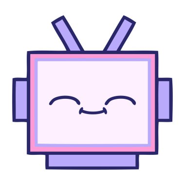 Parlak neon renkli bir robot kafası.