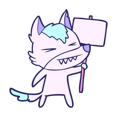 Parlak neon renkli levhalı kızgın kurt çizgi filmi.