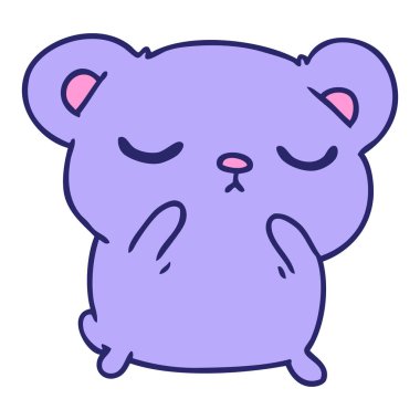 Parlak neon renkli şirin bir ayının serbest çizim karikatürü