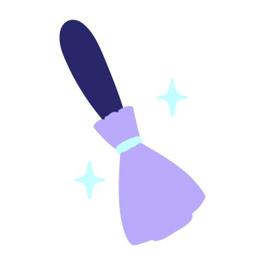 Sihirli süpürge sopası parlak neon renginde süpürüyor