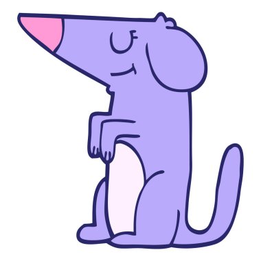 Çizgi film karalaması parlak neon renkli iyi huylu köpek