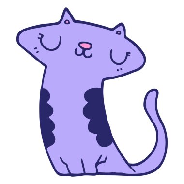 parlak neon renkli çizgi film kedisi