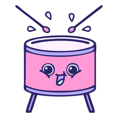 Parlak neon renkli bir davul karikatürü.