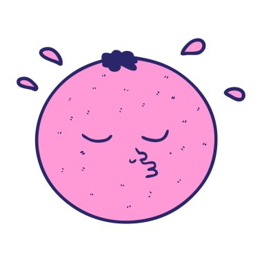 parlak neon rengi yüzlü turuncu çizgi film