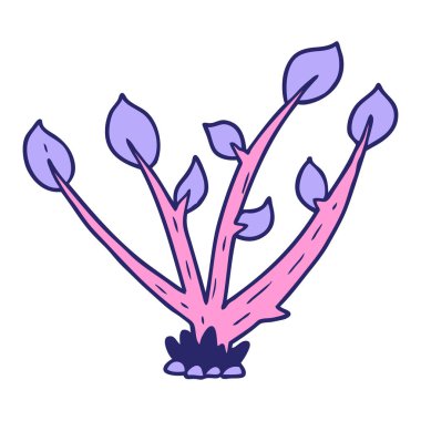 parlak neon renginde filizlenen çizgi film bitkisi