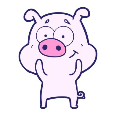 Parlak neon renkli mutlu çizgi film domuzu