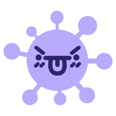 Sinirli virüs parlak neon renginde dili dışarı çıkarıyor.