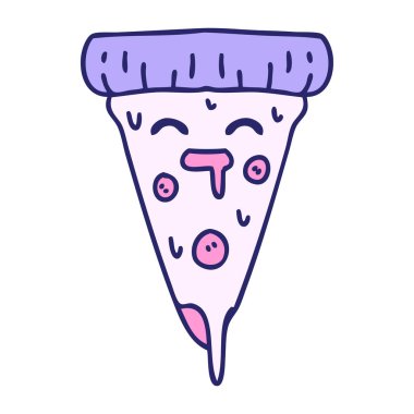 parlak neon renkli erimiş peynirli bir pizza dilimi.