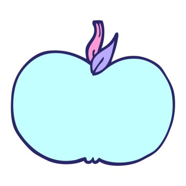 çizgi film karalaması parlak neon renginde sulu elma