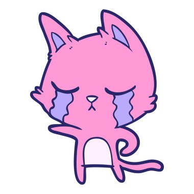 Ağlayan çizgi film kedisi parlak neon rengi işaret ediyor.