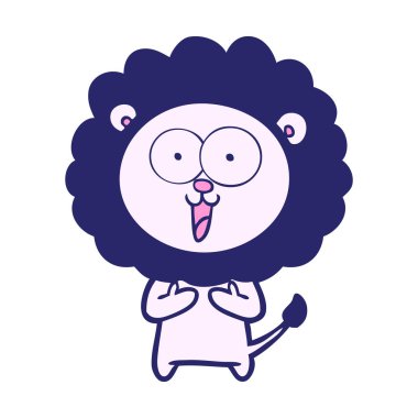 Mutlu çizgi film aslanı parlak neon renkli.