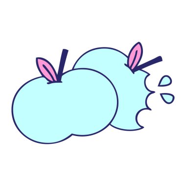 parlak neon renkli sulu bir elma karikatürü.