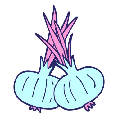 karikatür karalama kahverengi soğanlar parlak neon rengi