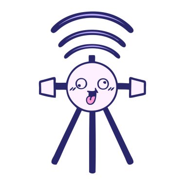 Parlak neon renkli bir uydu karikatürü.