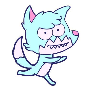 parlak neon rengi içinde sırıtan tilki çizgi filmi