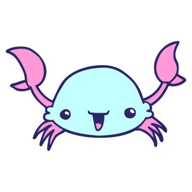 parlak neon renkli çizgi film yengeci