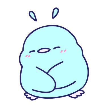 parlak neon renkli şirin bir yavru kuş çizgi filmi