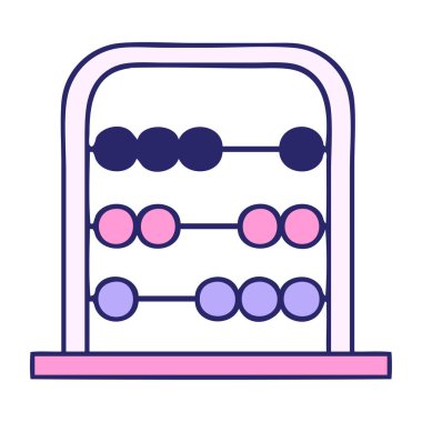 Matematik abaküsünün parlak neon renkli şirin karikatürü.
