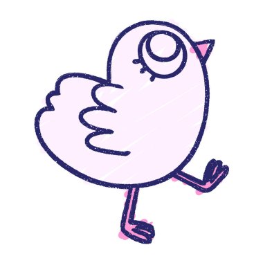 Sevimli Kuş Tebeşiri Parlak neon rengi çiziyor