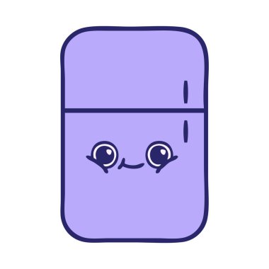 Buzdolabının parlak neon renkli şirin karikatürü.