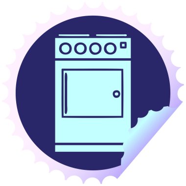 Parlak neon renkli fırın ve fırının dairesel kabuk soyucu karikatürü