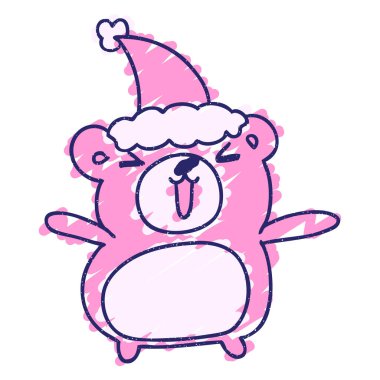 Noel Ayısı Tebeşiri Parlak neon rengi çiziyor