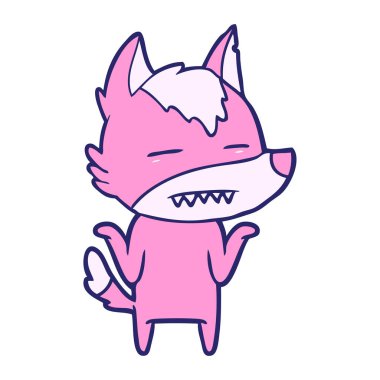 çizgi film kurdu parlak neon renkli dişlerini gösteriyor.