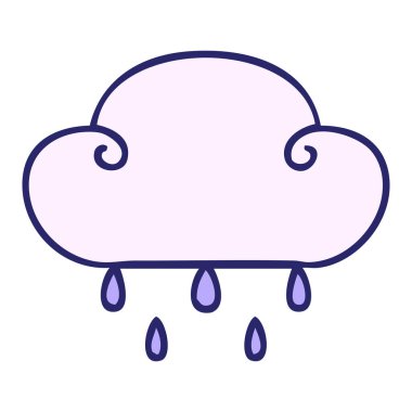 Parlak neon renkli garip yağmur bulutu çizilmiş el çizimi