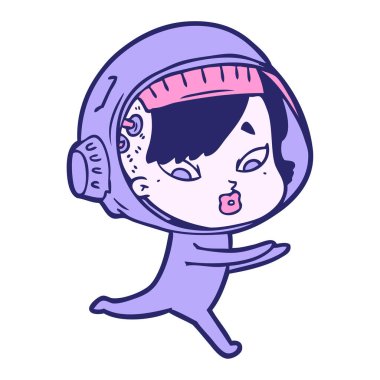 Parlak neon renkli astronot kadın.