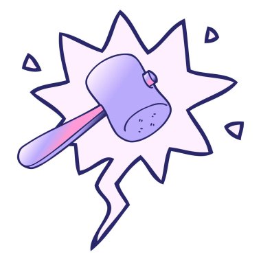 parlak neon renkli yumuşak eğimli konuşma baloncuklu çizgi film tokmağı