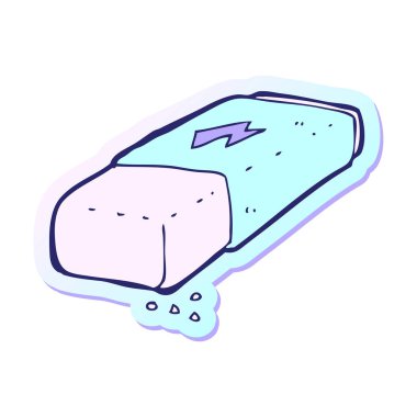 Parlak neon renkli bir çizgi film silgisinin çıkartması