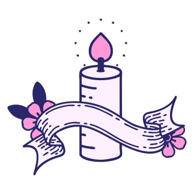 Parlak neon renkli mum pankartıyla geleneksel dövme.