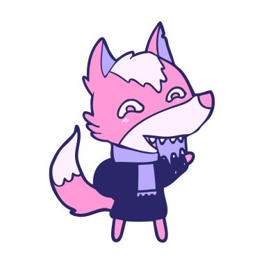 Fox çizgi film karakteri parlak neon rengi