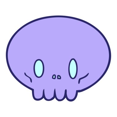 parlak neon renkli karikatür kafatası