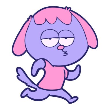 parlak neon renkli sıkılmış köpek çizgi filmi