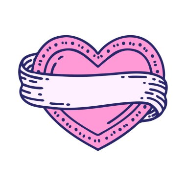 geleneksel kalp şeklinde dövme ve parlak neon renginde pankart