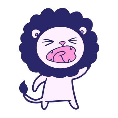 parlak neon renkli kızgın aslan çizgi filmi