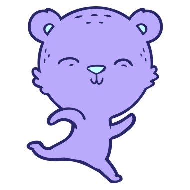 Parlak neon renkli mutlu çizgi film ayısı