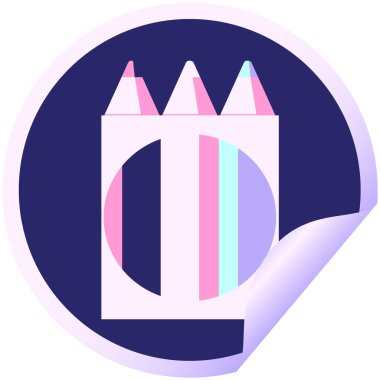 parlak neon rengi ile renklendirme kalemleri grafik vektör illüstrasyon dairesel etiketi paketi