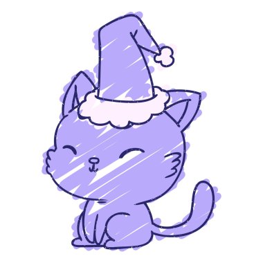 Noel Kedisi Tebeşiri Parlak neon rengi çiziyor