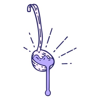 Parlak neon rengi sosun geleneksel dövme kepçesinin çizimi