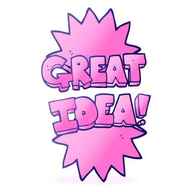 Serbest çizim karikatür parlak neon renkli harika fikir sembolü